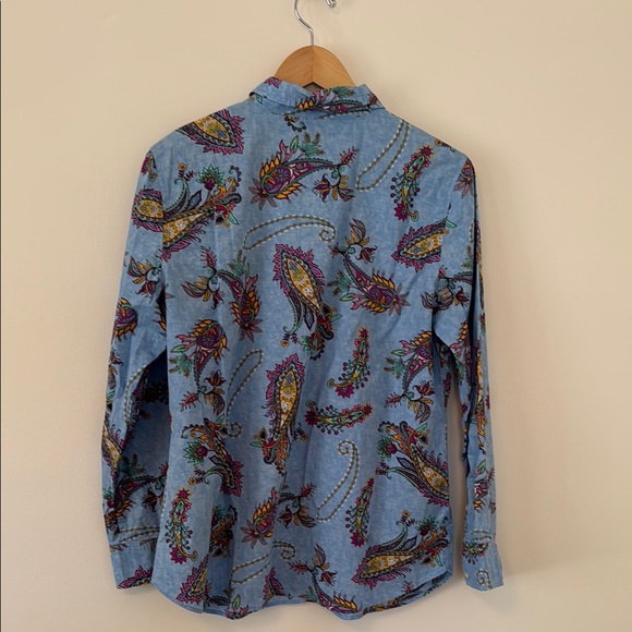 Talbots Blue Casual Button Down Shirt with Floral Print - Picture 4 of 4